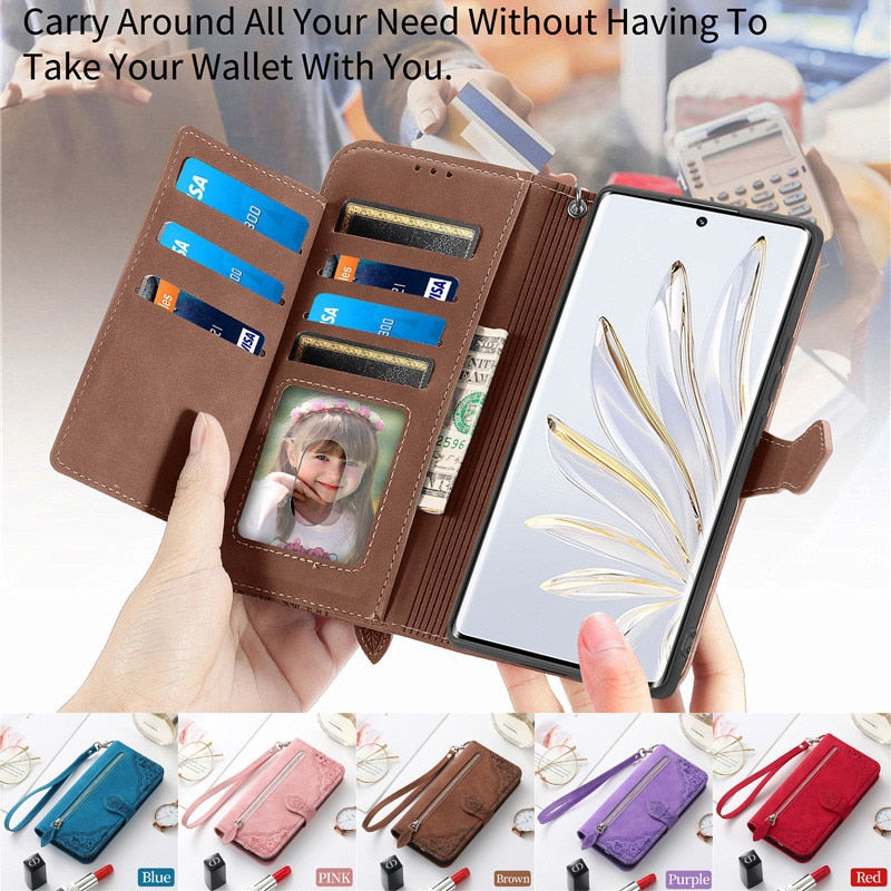 Luxury PU Leather Classy Wallet Flip Case for Samsung Galaxy Smartphones