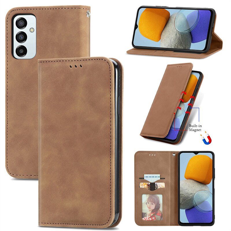 Luxury PU Leather Wallet Flip Cases for Samsung Galaxy M Series