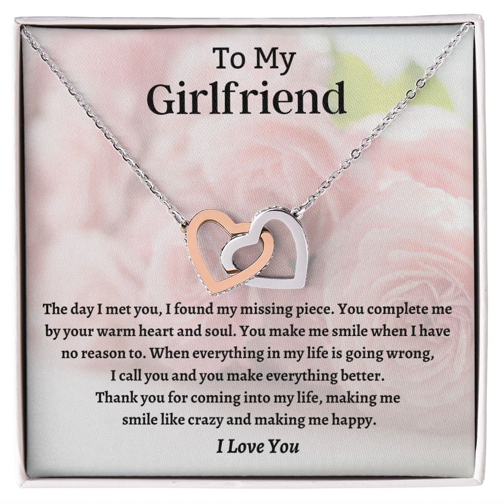 Premium Interlocking Hearts Necklace: To My Girlfriend