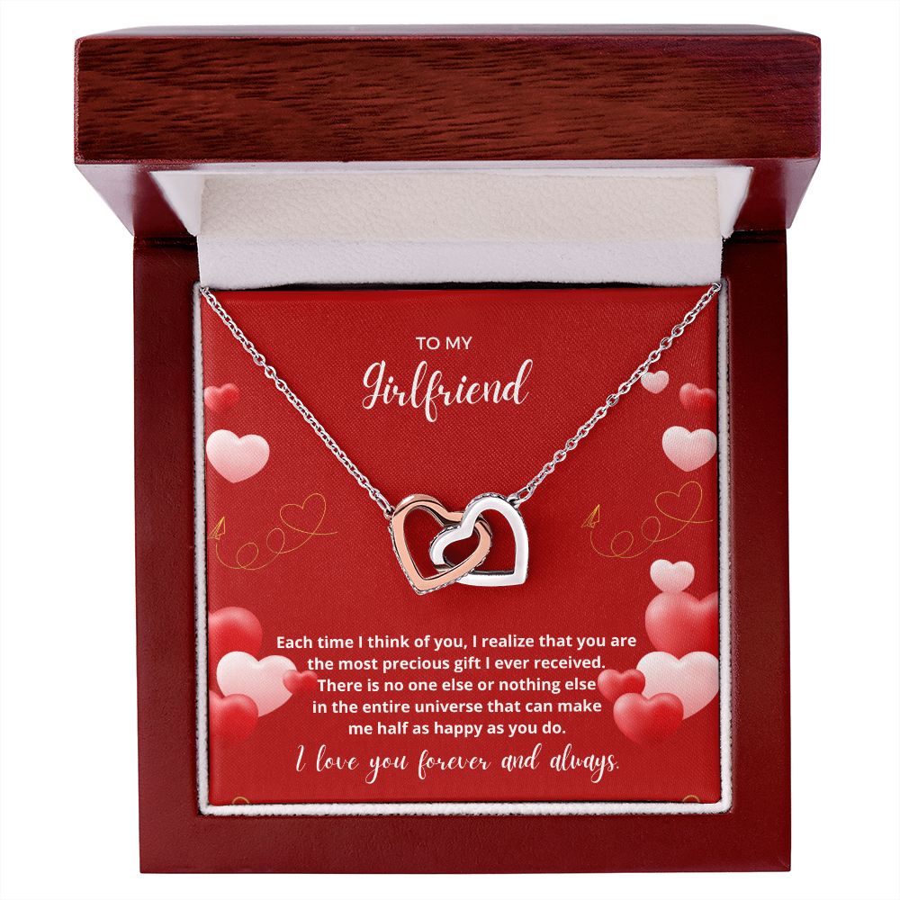 Premium Interlocking Hearts Necklace: To My Girlfriend